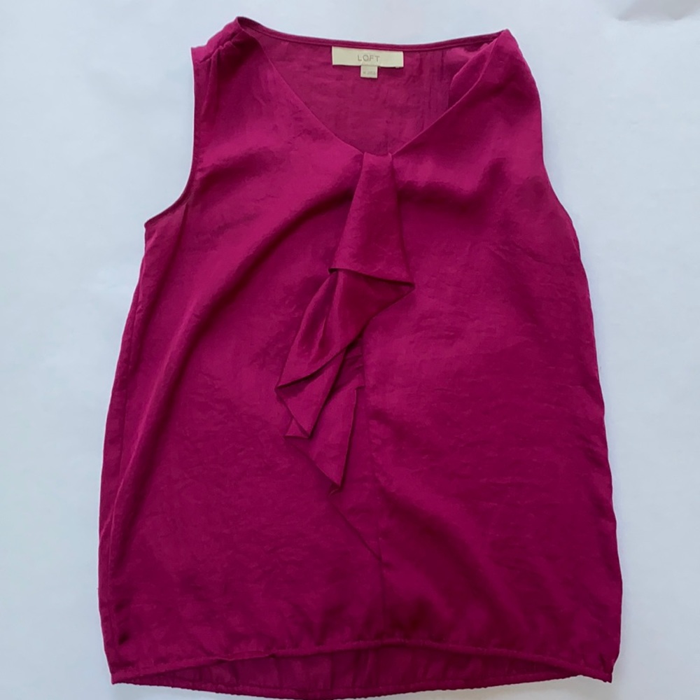 Loft Fuschia Tank with Ruffle Cascade, XS